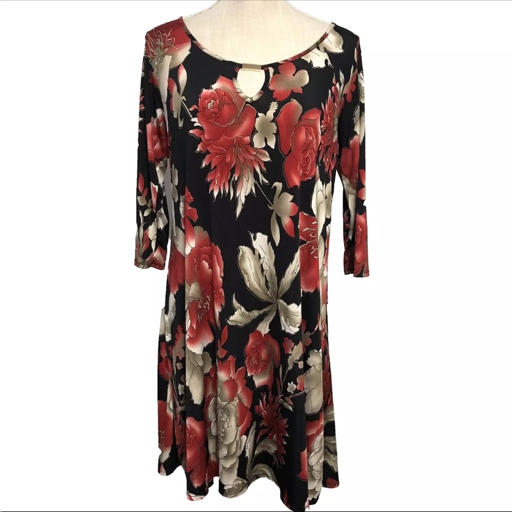 Espresso Dress Black Red Gold Casual Womens Size Medium